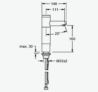 Maßzeichnung NOVALAB Optoelektronisches Standventil DN 15 Seite