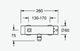 Maßzeichnung NOVALAB Optoelektronische Wandbatterie mit thermostatischer Temperaturregelung, Front