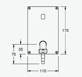Maßzeichnung NOVALAB optoelektronisches Wandventil mit Knie 90°, Front